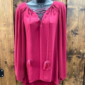 White House Black Market Lace-Up Blouse